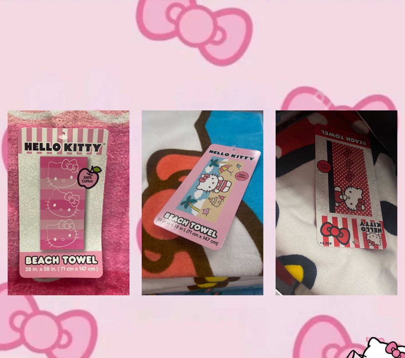 Hello Kitty Bows Beach Towel