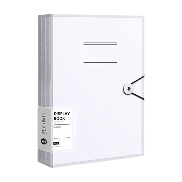 SIYTUAU A4 Size 60 Page Expandable Document Bag With Snap Lock Plastic Transparent Folder For Paper Storage White Plastic