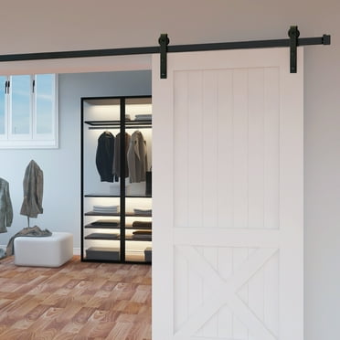 BENTISM 004-2.44M-D 10 ft, Sliding Barn Door, 118.1'' x 1.5'' x 0.2'' Barn Door Hardware Kit
