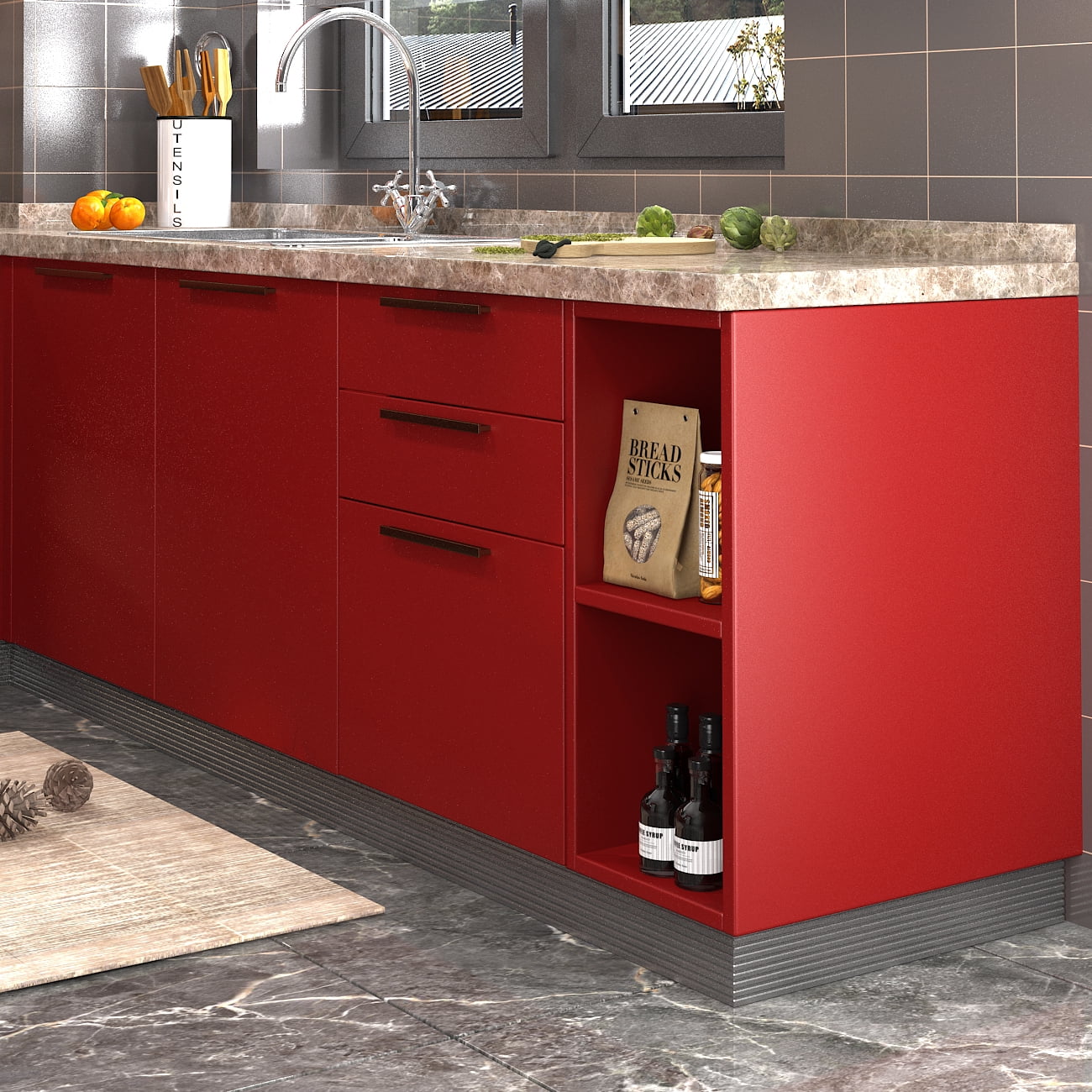 Ababoorty Red Contact Paper for Cabinets 80"X15.8" Red Wall Paper Roll for Bedroom Self Adhesive Removable Peel and Stick Vinyl Wallpaper Decorative Bathroom Walls Locker Countertops Waterproof…