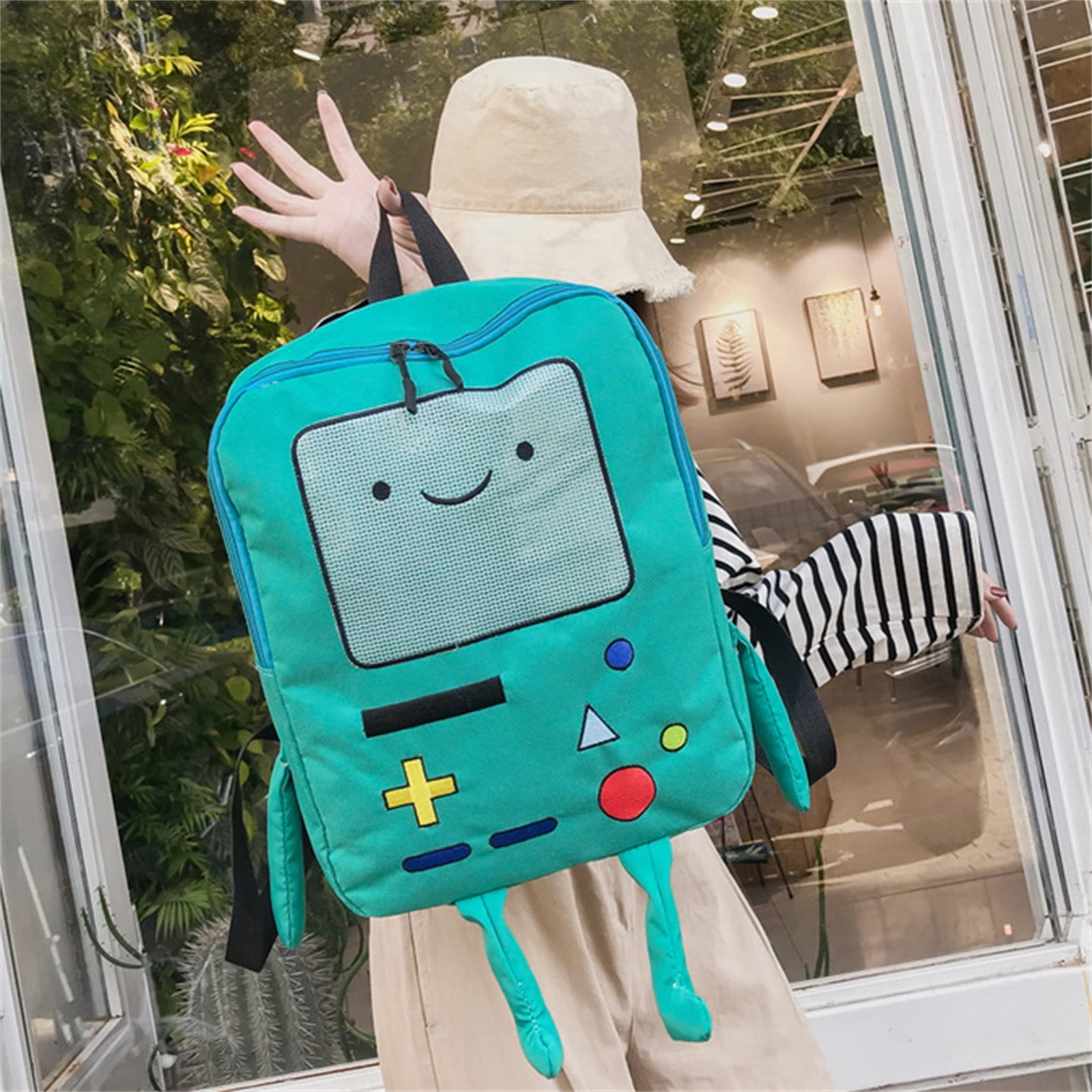 Adventure Time Backpack - 15.3 Inches BeeMore Cartoon Robot Travel Laptop Cute Backpack Adventure Trip Backpack Water Resistant College Computer Bag Gift for Men & Women (Pink)