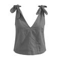 thumbnail image 5 of yoeyez Linen Tank Tops for Women Summer V Neck Sleeveless Tops Cute Tie Shoulder Bow Lightweight Fashion Beach Blouse Gray,XXL, 5 of 6