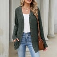 thumbnail image 6 of Qzwdhjm Women's Cardigan Sweaters Ribbed Knit Hooded Button up Cardigans Mid Length Long Sleeve Sweater Coat with Pockets Casual Fall Outerwear, 6 of 8