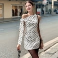 thumbnail image 6 of Women Tie Up Polka Dot Print Mini Dress Sleeveless Round Neck Open Back A-Line Short Dress White S, 6 of 9