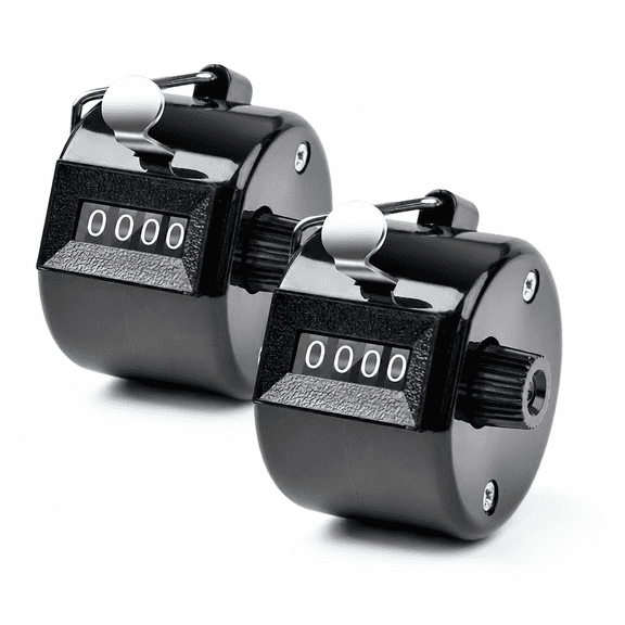 2 Pack Clicker Counter, Metal Hand Tally Counter Clicker, 4 Digit Mechanical Palm Click Counter for Counting Numbers, Coaching, Sports Events