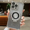 thumbnail image 2 of Dteck for iPhone 15 Pro Max Glitter Magnetic Case Compatible with MagSafe, Built-in Ring Holder Kickstand Slim Shockproof Anti-Scratch Sparkle Case with Camera Lens Protector,Gradient Silver, 2 of 4