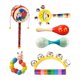 thumbnail image 1 of Juego de sonajero de madera para bebé de 6 piezas, juego de instrumentos musicales para niños, instrumento de percusión para niños y niñas, bebés, 1 of 9