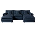 thumbnail image 7 of 109" Chenille Rustic Couch, Contemporary Sofa with DIY Combination, Modern Accent Couch with Ottomans for Living Room, Blue, 7 of 7