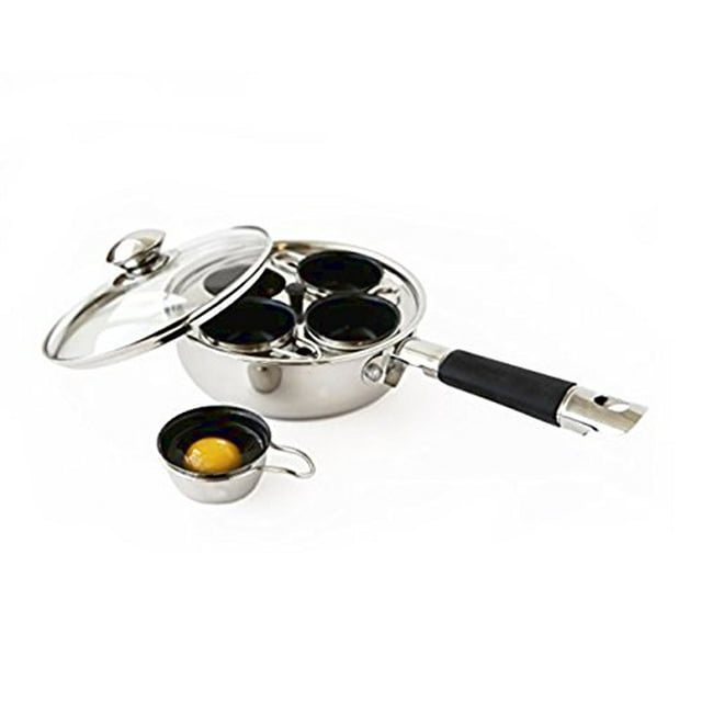 Excelsteel Acier Inoxydable 18/10 4 Tasses Braconnier d'Œufs, Antiadhésif Facile à Utiliser Résistant à la Rouille Maison Cuisine Brunch Induction Table de Cuisson Prêt