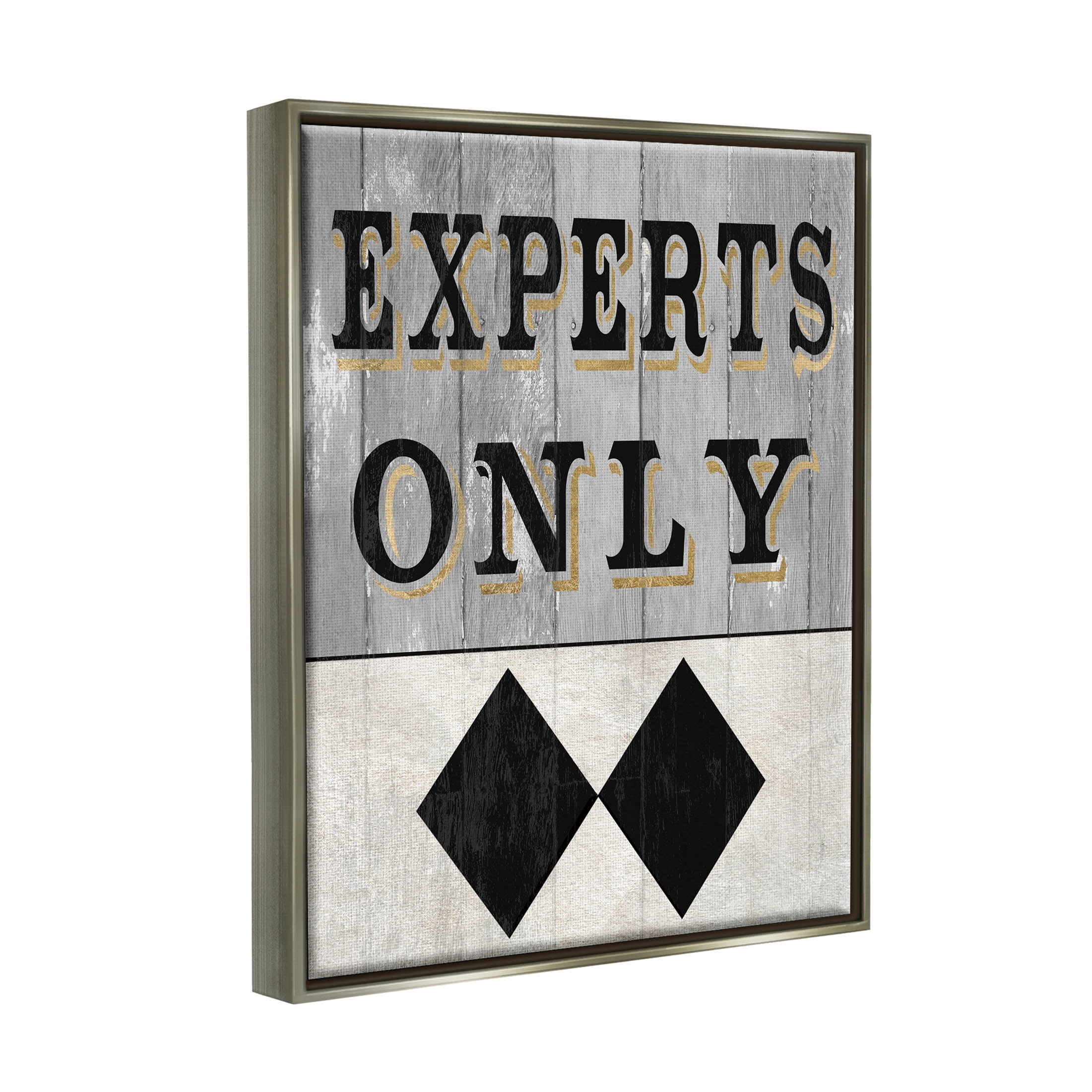 Stupell Industries Experts Only Ski Black Diamond Graphic Art Luster Gray Floating Framed Canvas Print Wall Art, Design by Livi Finn