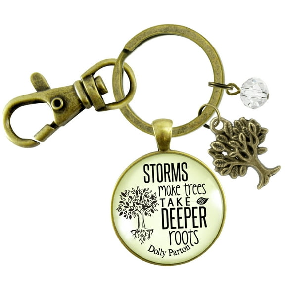 Storms Make Trees Take Deeper Roots Gutsy Goodness Bronze Metal Keychain Tree Adult Female Jewelry