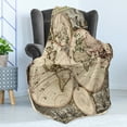 thumbnail image 4 of Cartography Soft Flannel Fleece Throw Blanket, Vintage World Map Atlas with Greek Atlantic and Continents, Cozy Plush for Indoor and Outdoor Use, 60" x 80", Taupe Champagne, by Ambesonne, 4 of 5