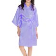 thumbnail image 4 of ATOGUTA Baby Kids Girls Silk Kimono Robe Bath Robes Girl Satin Robe Nightgown for Wedding Birthday Spa Party Purple, Size 2T-11, 4 of 9
