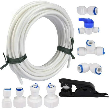 

Ice Maker Installation Kit Inline Water Filter System for Refrigerators And Ice Makers Fridge Water Line Connection Easy Install & All Connections Included for Water And Ice Maker