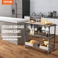 thumbnail image 2 of VEVOR Bar Cart, Home Serving Cart,3 Tiers 300 LBS Industrial Rolling Beverage Station on Lockable Wheels, Mobile Alcohol Drink Cart with Removable Tray Wine Rack Glass Holder for Kitchen Dining Room, 2 of 9