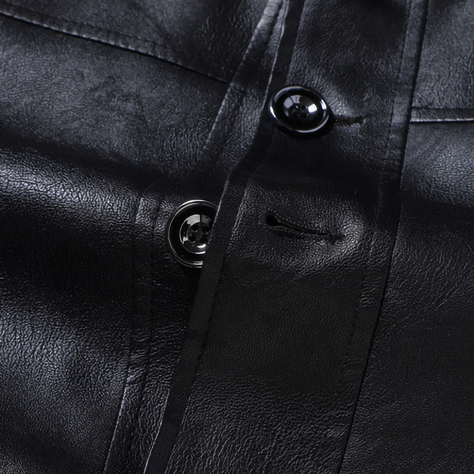 safuny Mens Classic Faux Leather Jacket Vintage Fleece Lined Leather Coat Fur Collar Classic Coat with Pockets Black XXXL