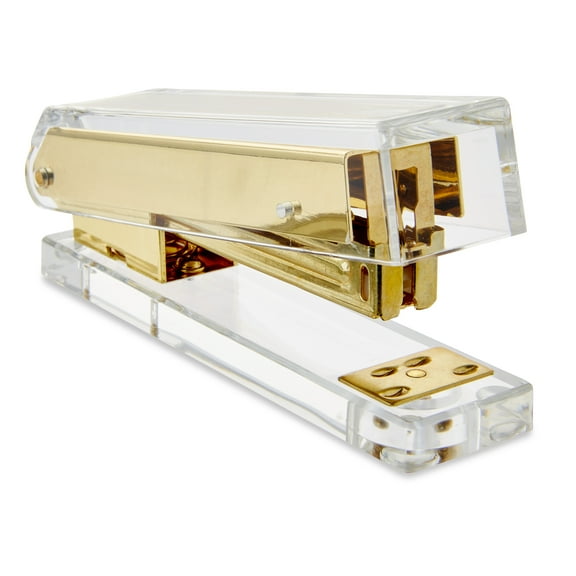 Pen+Gear Acrylic Stapler, Gold Color, 20 Sheet Capacity, Multi-Function Hand Stapler
