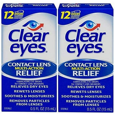 Clear Eyes Eye Drops, Contact Lens Multi-Action Relief,2 Count