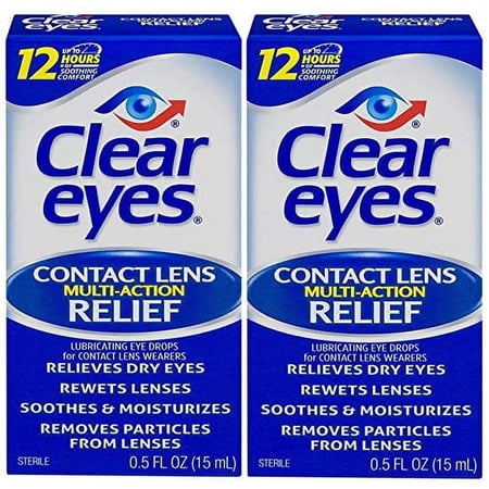 2 Pack - Clear Eyes Contact Lens Multi-Action Relief 0.5oz Each