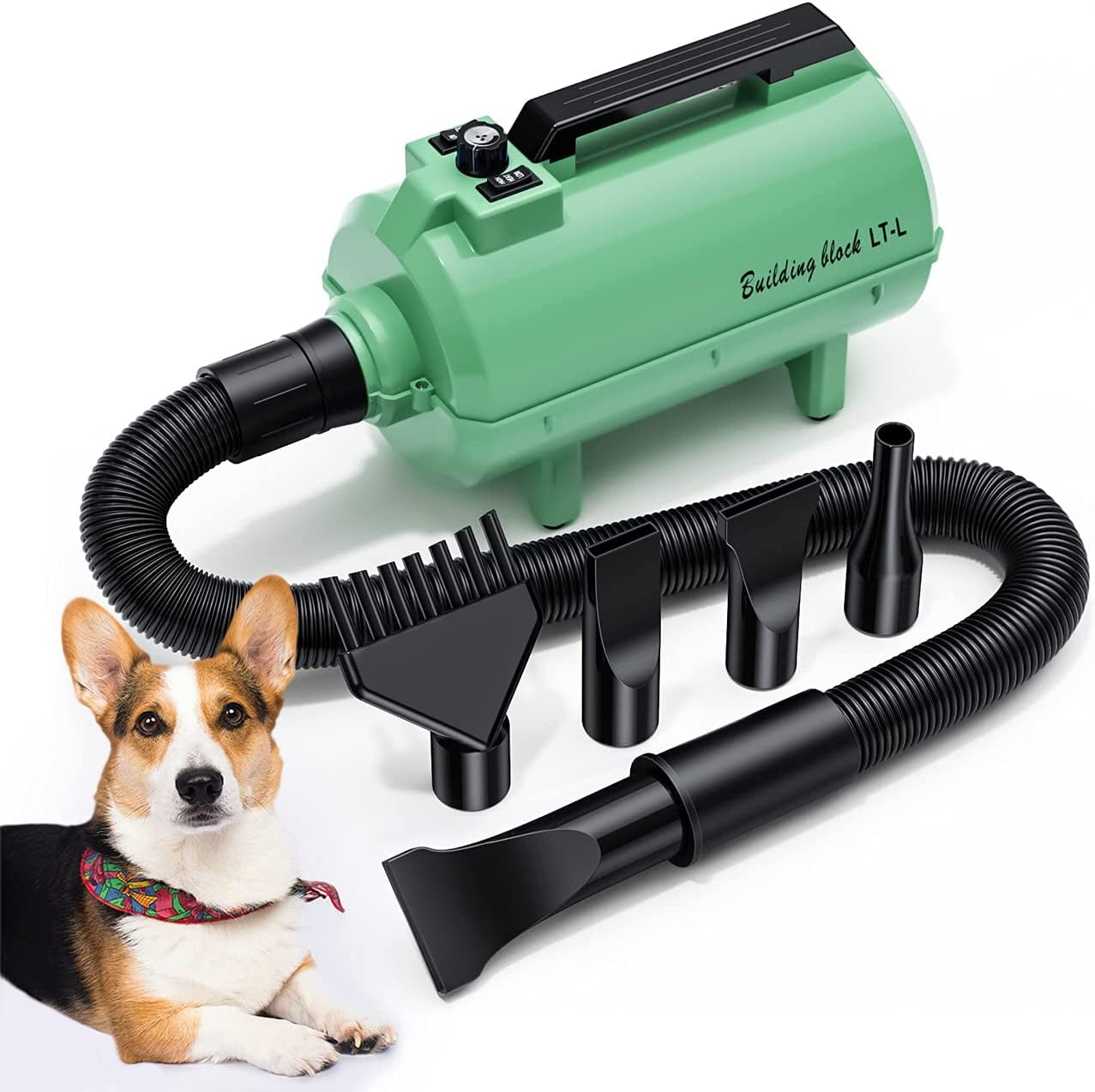 NESTROAD Dog Dryer High Velocity Dog Hair Dryer,4.3HP/3200W Dog Blower Grooming Force Dryer with Stepless Adjustable Speed,Professional Pet Hair Drying with 4 Different Nozzles for Dogs Pets 