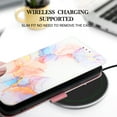 thumbnail image 4 of SaniMore Case for iPhone 15 Plus (6.7" 2023), PU Leather Case Luxury Marble Wireless Charing Kickstand Magnetic Clasp Cash Pocket Detachable Wrist Strap Fashion Cover for Girls Women, Galaxy, 4 of 10