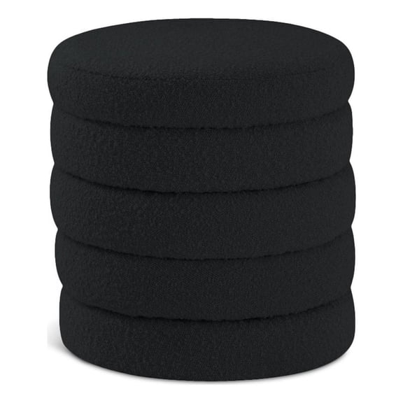 Meridian Furniture Aphia Black Boucle Fabric Ottoman/Stool