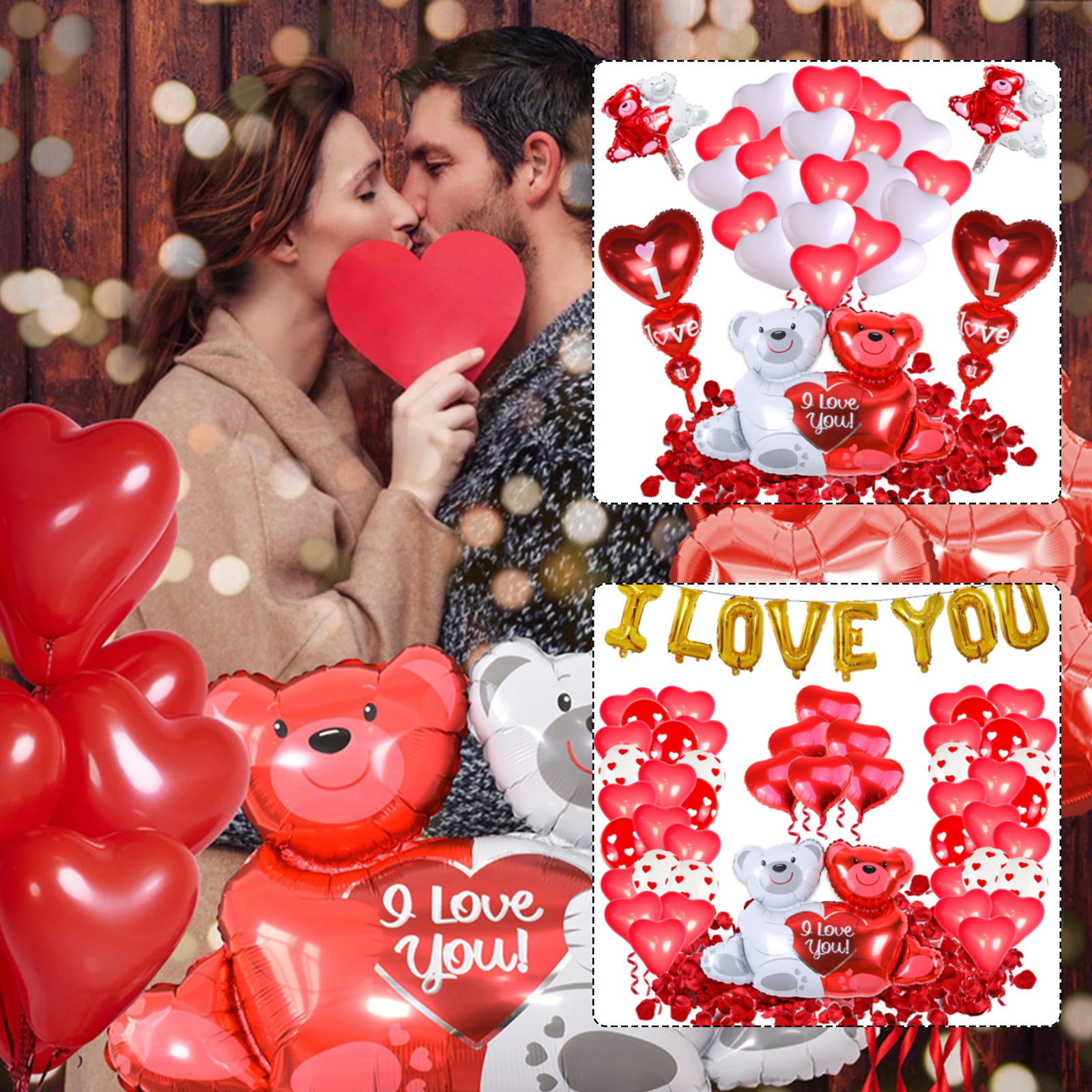 25 PK Heart Shape RED/WHITE Balloons Romantic I Love you Valentines Day party 