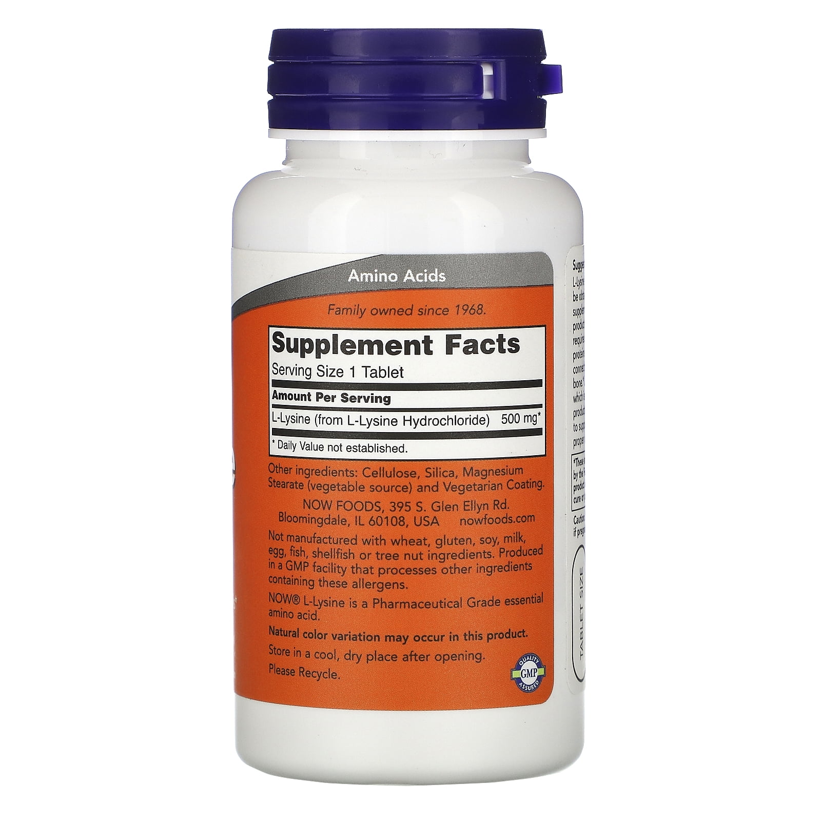 NOW Foods L-Lysine 500 mg, 100 Tablets, Essential Amino Acid for Collagen and Immune Support