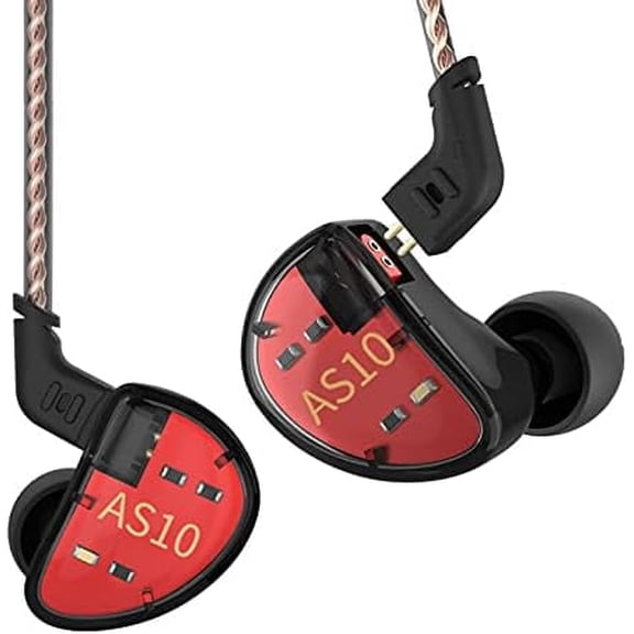 KZ AS10 IEM Headphone, 5 Balanced Armature Driver KZ Earbuds Wired Earphone, Stereo HiFi in Ear Monitor Headphone Musician Headset Earphone with Detachable 2 Pin Cable