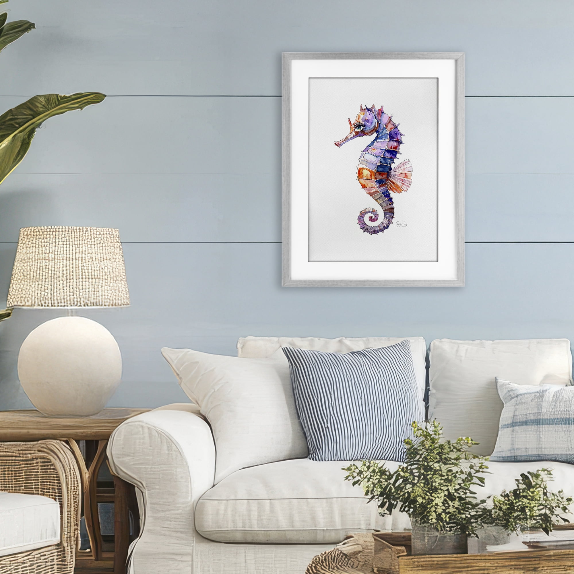 Stupell Industries Sea Whisper Seahorse Gray Framed Print Under Glass, design by Shelly Craig