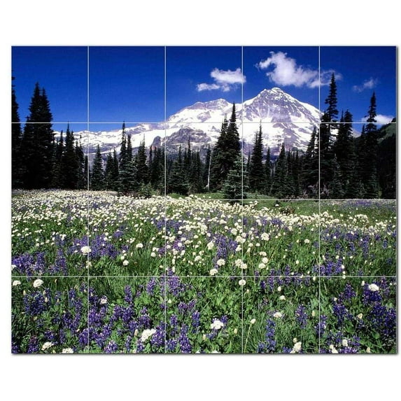 Mountain Picture Ceramic Tile Mural Kitchen Backsplash Bathroom Shower, 405564-S