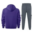 thumbnail image 4 of MLQIDK Mens Track Suits Fleece Hoodie and Cargo Sweatpants Workout Gym Jogging Suit Lounge Outfit Big and Tall Casual Athletic Tracksuits 2 Piece Set Winter Suit Sets Dark Purple S, 4 of 4