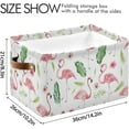 thumbnail image 4 of FREEAMG Green Palm Leaves and Flamingo Storage Basket, Durable Canvas Organizer With Handles Large Collapsible Storage Bins Boxes for Home Office - 1 Pack, 4 of 7
