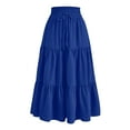 thumbnail image 4 of Jkety Pencil Skirt Women's Bohemian Style Elastic Waist Band Cotton Linen Long Maxi Skirt Dress(Blue,M), 4 of 4