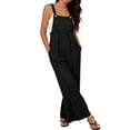 thumbnail image 5 of Womens 100% Cotton Wide Leg Overall Jumpsuit Black Bohemian Ruffled Casual Romper with Pockets Plus Size S-XXXL,Size 3XL, 5 of 8