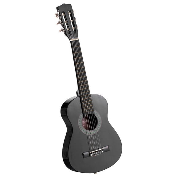 Classical Guitar, 30 Inch, Wood Classical Guitar Starter Kit for Beginners, with Nylon Strings, Gig Bag, Strap, Tuner, Extra Strings, Picks, Capo, Basswood, for Kids Girls Boys Students, Black