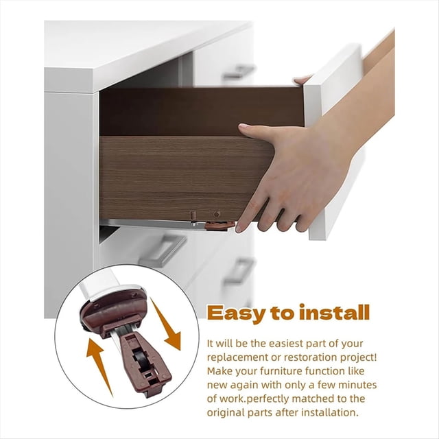 Drawer Slides Center Track , 16 in ch Drawer Metal Slides with Stop & Roller, Replacement for Dresser Nightstand Wardrobe Cabinet Drawer Tracks and Rails Kits