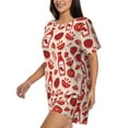 thumbnail image 2 of "Wukai Tomatoes Women's Pajama Set - Short-Sleeve Top and Shorts with Elastic Waistband and Pockets for Loungewear, Yoga, and Casual Wear-XX-Large, 2 of 8