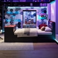 thumbnail image 3 of LHYY Full Size Wood Daybed with Twin Size Trundle,Desk,LED light and USB,Black+Red, 3 of 12