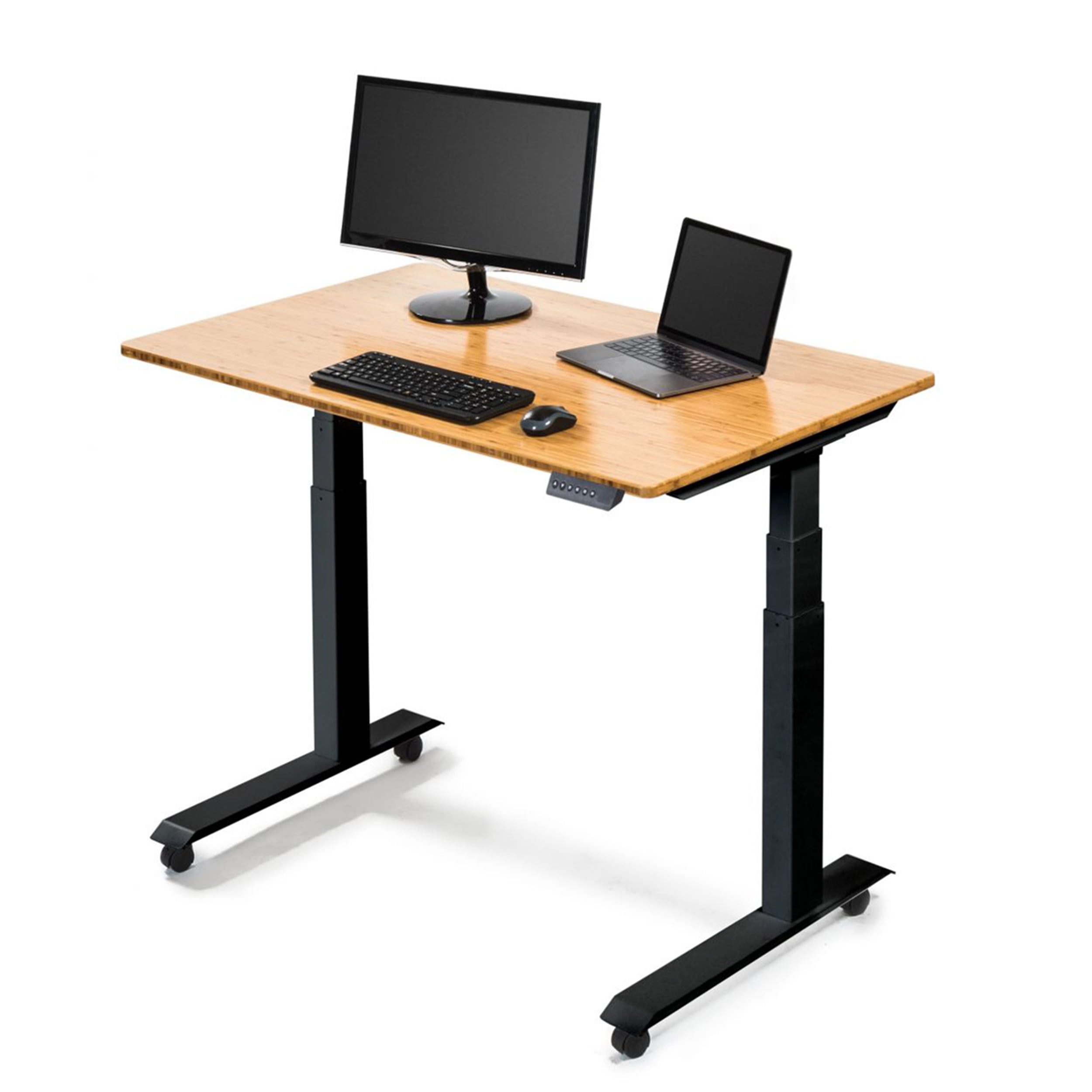 Stand Up Desk Store Electric Adjustable Height Standing Desk With Programmable Memory Black Frame Bamboo Top 48 Wide Walmart Com