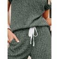 thumbnail image 6 of SUNBS Lounge Sets for Women 2 Piece Outfit Sets Tunic Shirts Short Cap Sleeve Crew Neck Drawstring Sweat Suit Summer with Pocket, 6 of 7