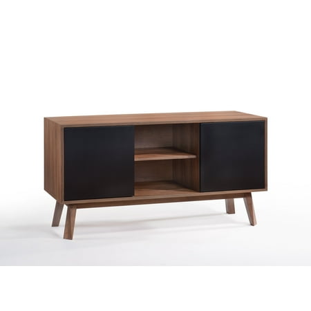 Walnut Veneer Mdf - Modern Walnut & Black Buffet
