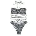 thumbnail image 1 of Traje de baño de dos piezas para mujer Traje de baño bikini con estampado de rayas, 1 of 5