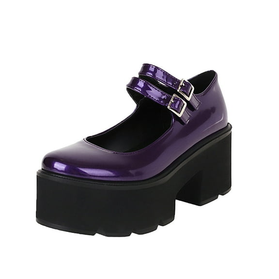 Facrlt Women's Leather Shoes Strapes Vintage Mary Janes Doll Shoes