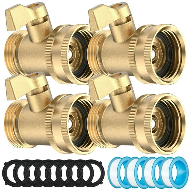 POINTERTECK 4Pcs Water Hose Shut Off Valve 3/4inch Solid Brass Garden