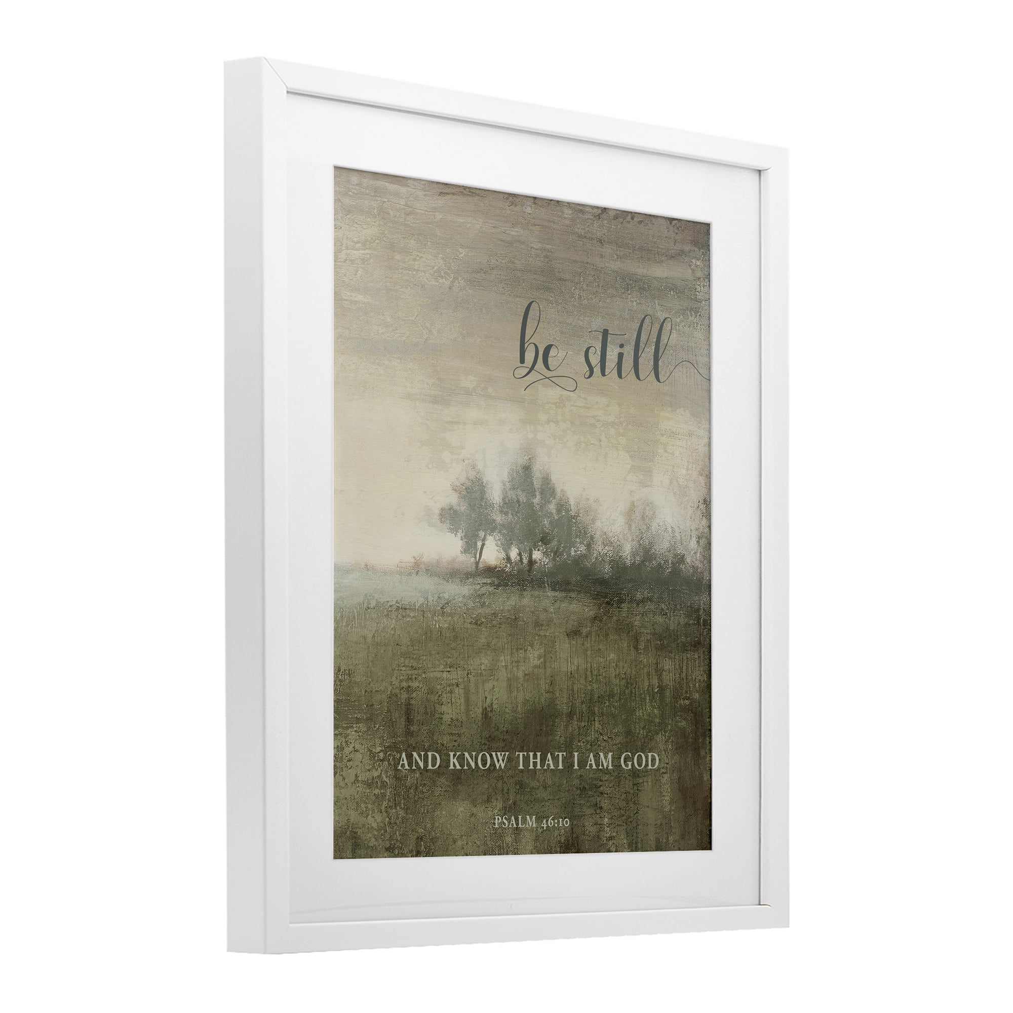 Stupell Industries Be Still Psalm 46:10 White Framed Print Under Glass, design by Michael Marcon