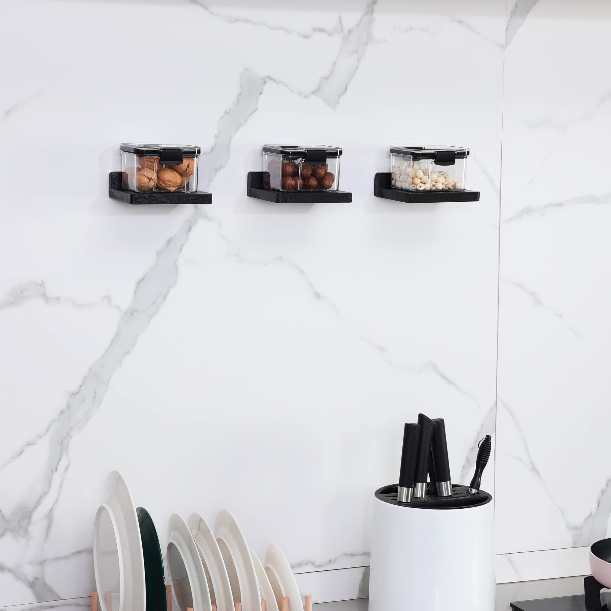 Small Floating Shelves for Wall, Small Black Shelf 5.9 * 5.7 Inch Display  Ledges for Small Decor, Mini Shelf for Wall, Black