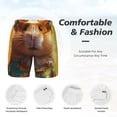 thumbnail image 6 of Picia Hawaiian Style Guinea Pig pattern Mens Swim Trunks with Compression Liner Stretch Beach Shorts Quick Dry with Zipper Pockets No-Chafing Board Shorts-Medium, 6 of 9