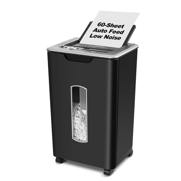 Wingwise Paper Shredder, 60 Sheets P4 Cross Cut Shredder, 5.8 Gallon Bin, CD/Credit Card Shredder with Dual Modes, Home & Office Use, Black