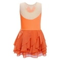 thumbnail image 3 of Kaerm Girls' Figure Skating Dress Mesh Splice Lyrical Ballet Leotard Dress Gymnastics Dancewear Orange 16, 3 of 7